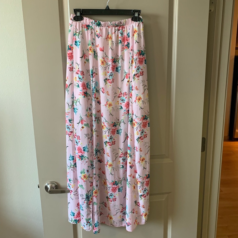 Pink Floral Maxi Skirt